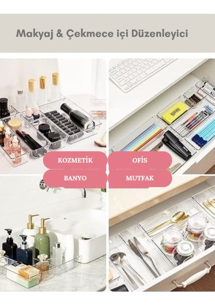 15'li Çok Amaçlı Çekmece İçi Düzenleyici, Şeffaf ve Pratik Organizatör fırsatları