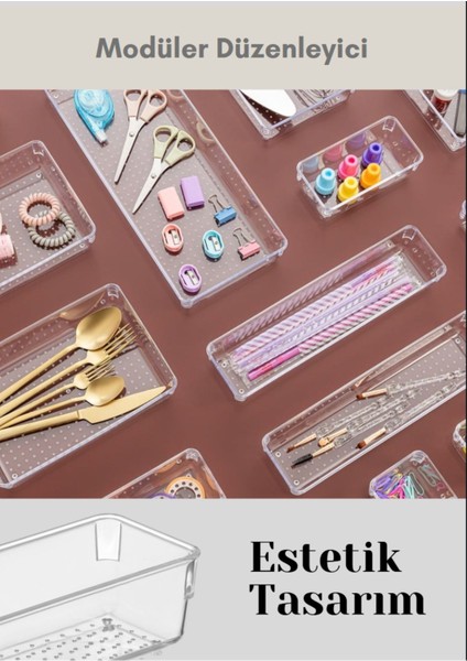 15'li Çok Amaçlı Çekmece İçi Düzenleyici, Şeffaf ve Pratik Organizatör indirimleri