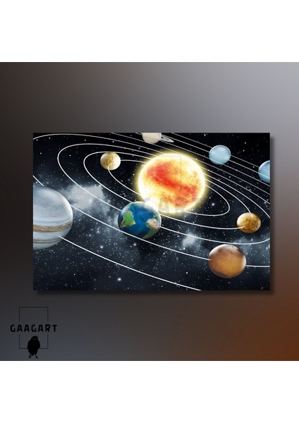 Tekli Yatay Kanvas Duvar Tablosu Uzay Güneş Sistemi Gezegenler modelleri