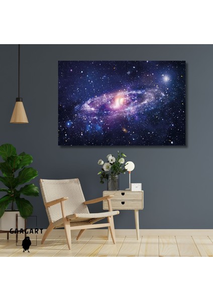 Tekli Yatay Kanvas Duvar Tablosu Uzay Işıklı Gökyüzü