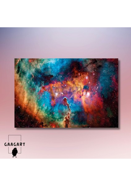 Tekli Yatay Kanvas Duvar Tablosu Uzay Çok Renkli Işıklar ve Yıldızlar modelleri