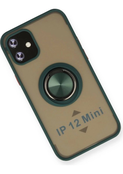 iPhone 12 Mini Kılıf Montreal Yüzüklü Silikon Kapak - Yeşil modelleri