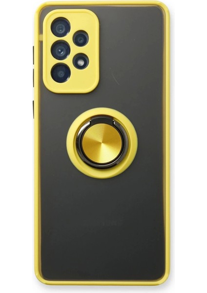 Samsung Galaxy A73 5g Kılıf Montreal Yüzüklü Silikon Kapak - Sarı