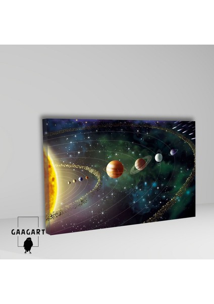 Tekli Yatay Kanvas Duvar Tablosu Uzay Çizgili Güneş Sistemi fiyatları