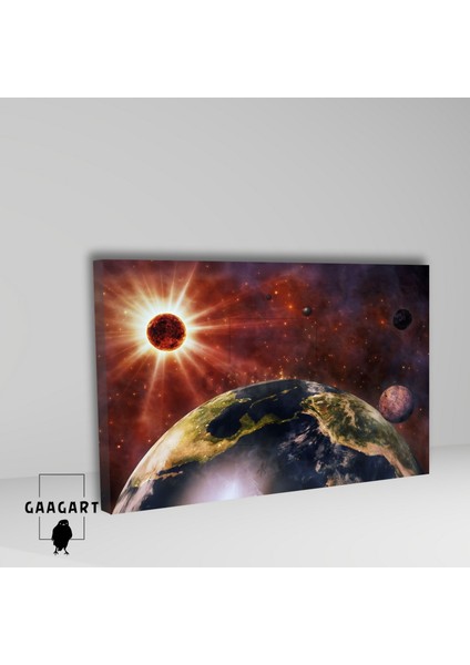Tekli Yatay Kanvas Duvar Tablosu Uzay Dünya ve Gezegen fiyatları