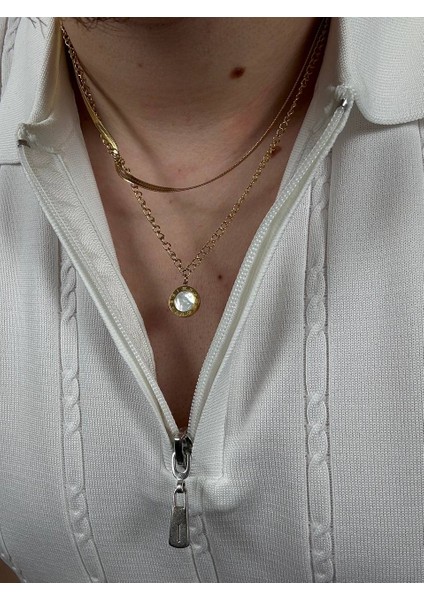 Gold Ikili Zincir Erkek Kolye Kadın Paslanmaz Çelik Kararmaz Unısex Renk Atmaz Kombinlenebilir fiyatları