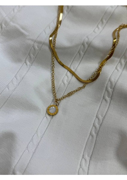 Gold Ikili Zincir Erkek Kolye Kadın Paslanmaz Çelik Kararmaz Unısex Renk Atmaz Kombinlenebilir indirimleri