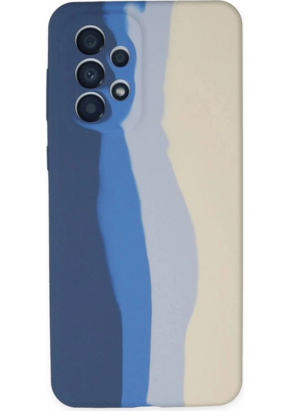 Samsung Galaxy A73 5g Kılıf Ebruli Lansman Silikon - Lacivert-Krem