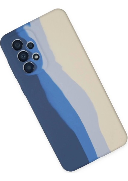 Samsung Galaxy A73 5g Kılıf Ebruli Lansman Silikon - Lacivert-Krem fiyatları