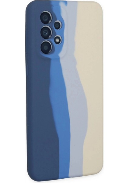 Samsung Galaxy A73 5g Kılıf Ebruli Lansman Silikon - Lacivert-Krem modelleri