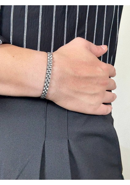 Silver Erkek Bileklik Kadın Unısex Paslanmaz Çelik Kararmaz Renk Atmaz Kombinlenebilir Üst Kalite