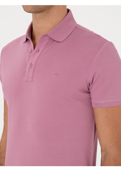 Erkek Gül Kurusu Slim Fit Polo Yaka Pamuklu Basic T-shirt 50300934-VR026