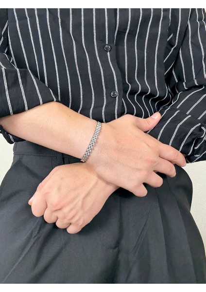 Silver Erkek Bileklik Kadın Unısex Paslanmaz Çelik Kararmaz Renk Atmaz Kombinlenebilir Üst Kalite fırsatları