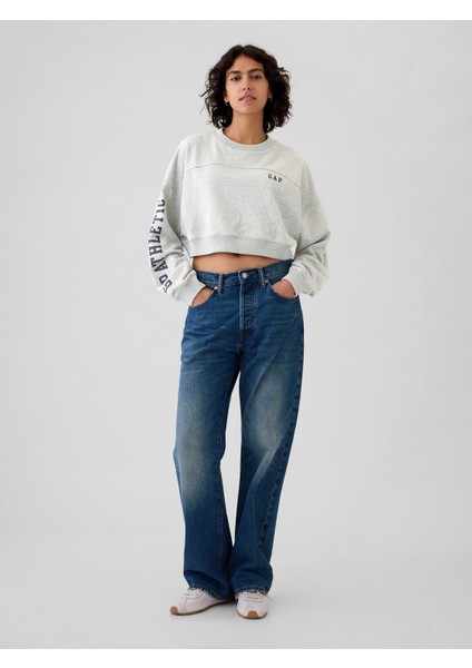 Kadın Gri Gap Logo Vintage Soft Crop Sweatshirt fırsatları