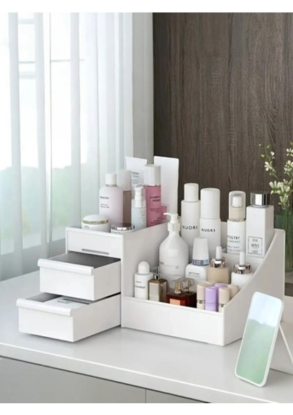 Beyaz Çok Amaçlı Çekmeceli Organizer, Kozmetik, Takı, Parfüm ve Kremler İçin Düzenleyici fırsatları