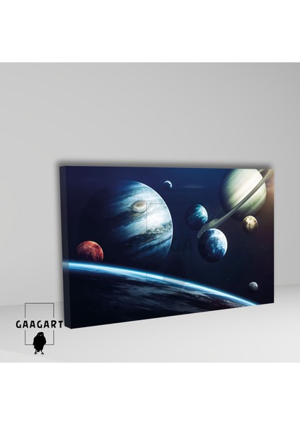 Tekli Yatay Kanvas Duvar Tablosu Uzay Soft Gezegenler fiyatları