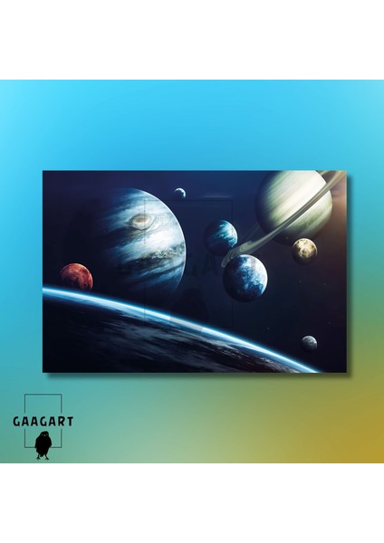 Tekli Yatay Kanvas Duvar Tablosu Uzay Soft Gezegenler modelleri