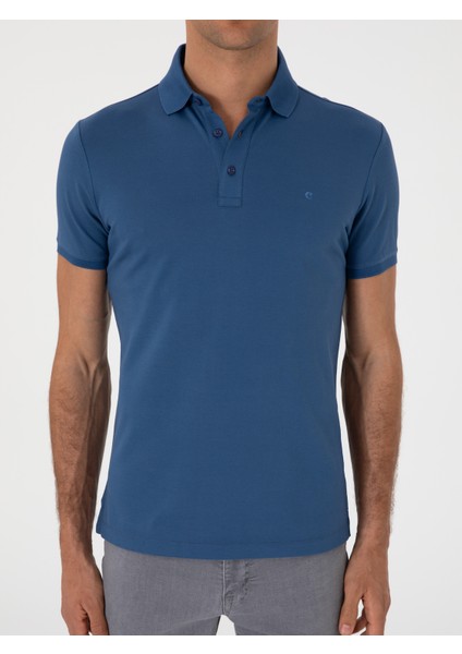 Erkek Indigo Slim Fit %100 Pamuk Polo Yaka T-Shirt 50300934-VR028