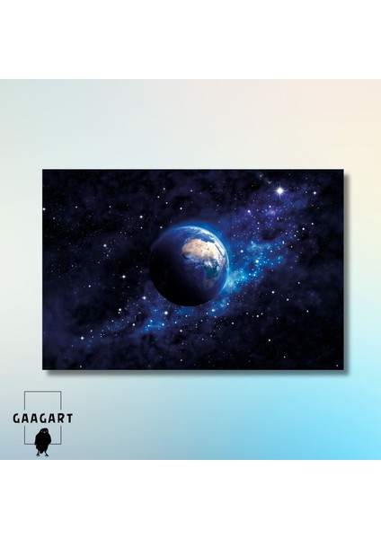 Tekli Yatay Kanvas Duvar Tablosu Uzay Boşluğunda Dünya modelleri