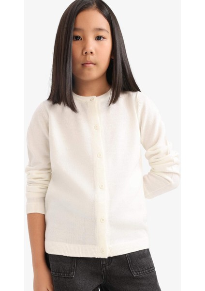 Kız Çocuk Bisiklet Yaka Düğmeli Triko Hırka N8407A625AU