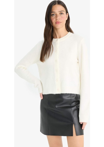 Regular Fit Bisiklet Yaka Basic Düz Düğmeli Soft Touch Yumuşak Triko Hırka E3654AX25WN indirimleri