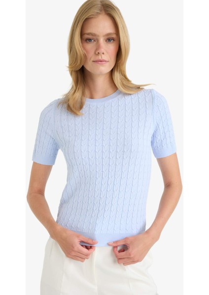 Regular Fit Bisiklet Yaka Kısa Kollu Triko Kazak D3306AX25AU modelleri