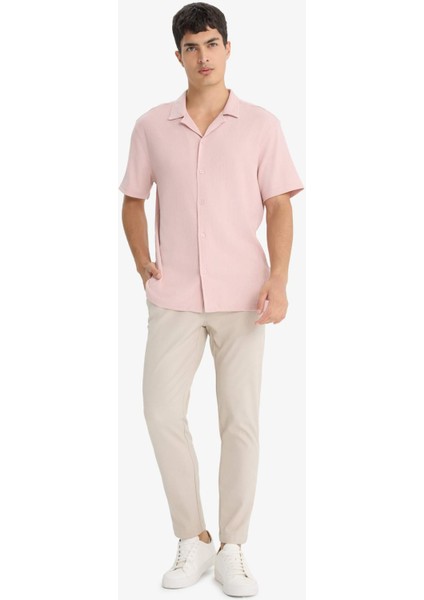 Modern Fit Polo Yaka Penye Kısa Kollu Gömlek C4125AX25SM fiyatları