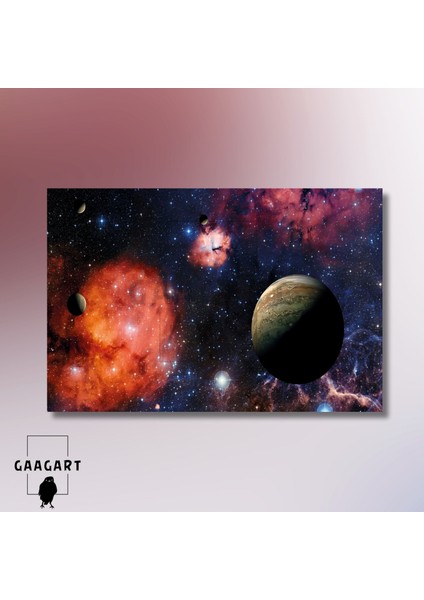 Tekli Yatay Kanvas Duvar Tablosu Uzay Boşluğu Renkli modelleri