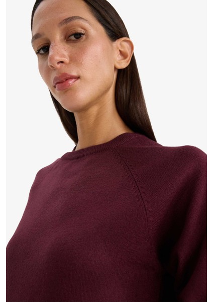 Relax Fit Bisiklet Yaka Basic Düz Triko Kazak fırsatları