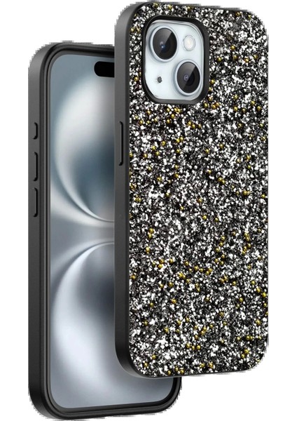 iPhone 15 Plus Bright Simli Kapak - Gümüş