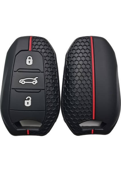 Citroen C4 ile Uyumlu Silikon Anahtar Kabı Kırmızı Anahtar Kılıfı