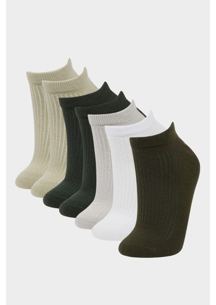 Kadın 7'li Pamuklu Patik Çorap F5658AXNS