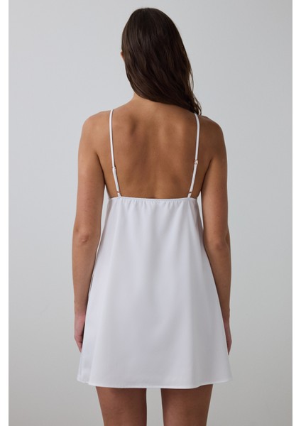 Kırık Beyaz Bridal Charming V Yaka Dantelli Saten Gelin Gecelik fırsatları