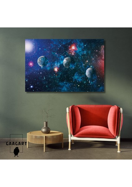 Tekli Yatay Kanvas Duvar Tablosu Uzay Parlak Yıldızlar