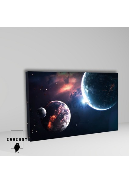 Tekli Yatay Kanvas Duvar Tablosu Uzay Ay ve Dünya fiyatları