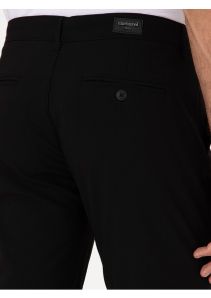 Erkek Siyah Slim Fit Kanvas Pantolon 50313881-VR046