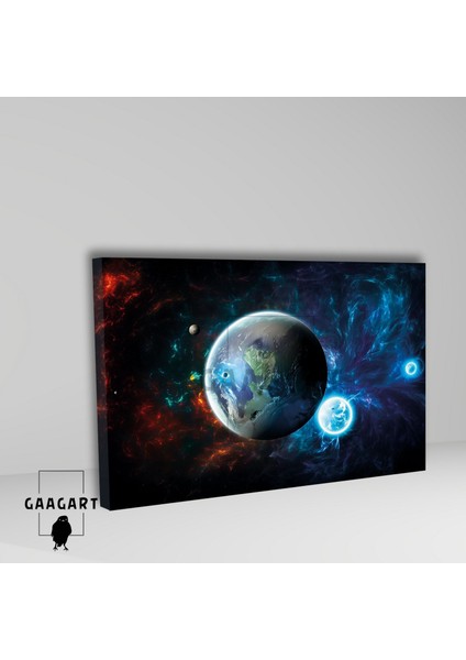 Tekli Yatay Kanvas Duvar Tablosu Uzay Kırmızı Mavi Dünya fiyatları