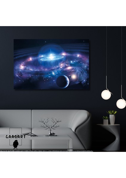 Tekli Yatay Kanvas Duvar Tablosu Parlak Uzay Boşluğu
