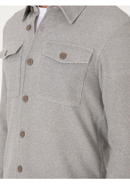 Erkek Gri Regular Fit Ceket Gömlek 50301594-VR024