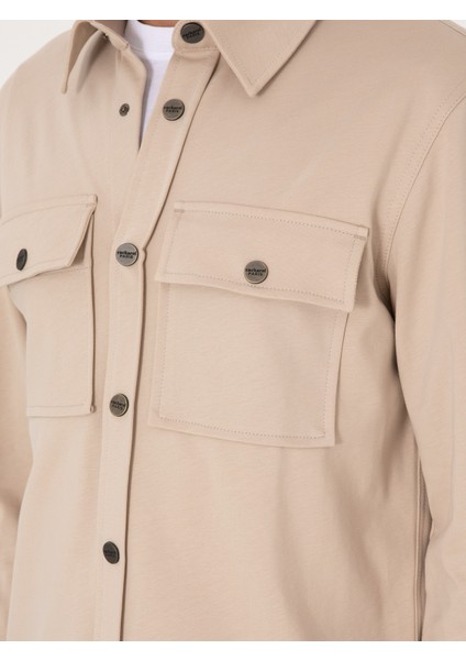 Erkek Bej Regular Fit %100 Pamuk Ceket Gömlek 50301290-VR011