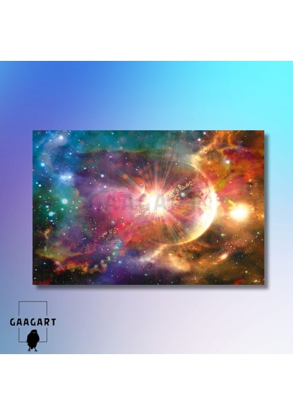 Tekli Yatay Kanvas Duvar Tablosu Uzayda Işık Patlaması modelleri