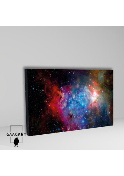 Tekli Yatay Kanvas Duvar Tablosu Uzay Kırmızı Mavi Pembe Yıldızlar fiyatları