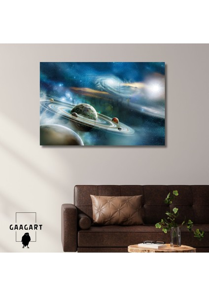 Tekli Yatay Kanvas Duvar Tablosu Uzay Gezegen Görüntüsü