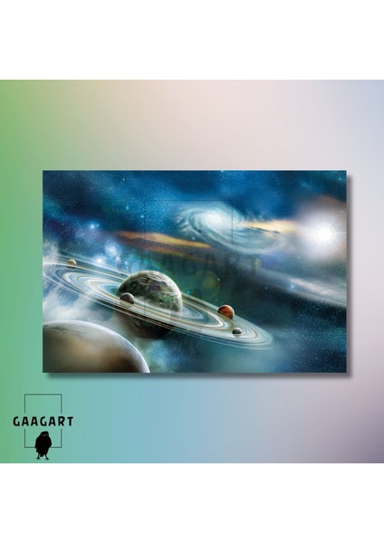 Tekli Yatay Kanvas Duvar Tablosu Uzay Gezegen Görüntüsü modelleri