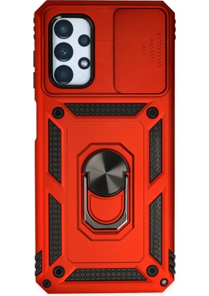 Samsung Galaxy A13 4g Kılıf Pars Lens Yüzüklü Silikon - Kırmızı