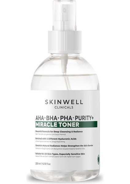 AHA - BHA - PHA İçeren Cildi Onarmaya Sebum Dengelenmeye Yardımcı Yüz Bakım Sprey Tonik 200ML