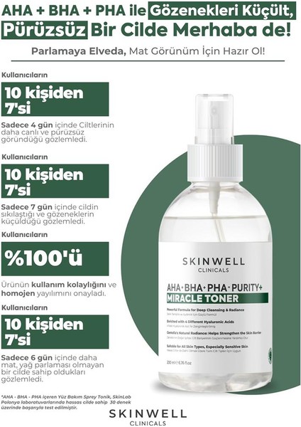 AHA - BHA - PHA İçeren Cildi Onarmaya Sebum Dengelenmeye Yardımcı Yüz Bakım Sprey Tonik 200ML fırsatları