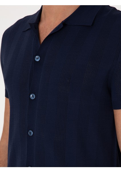 Erkek Lacivert Regular Fit Kısa Kollu Triko Hırka 50300812-VR033