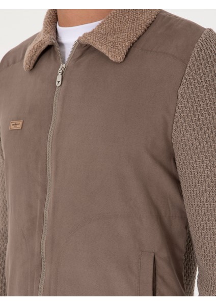 Erkek Vizon Slim Fit Triko Hırka 50292402-VR052