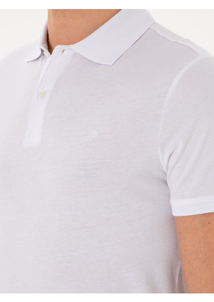 Erkek Beyaz Slim Fit Pamuk Polo Yaka T-Shirt 50300716-VR013